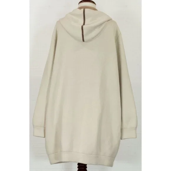 $4495 BRUNELLO CUCINELLI DOUBLE-FACE CASHMERE MID LENGTH ZIP HOODIE MONILI XL